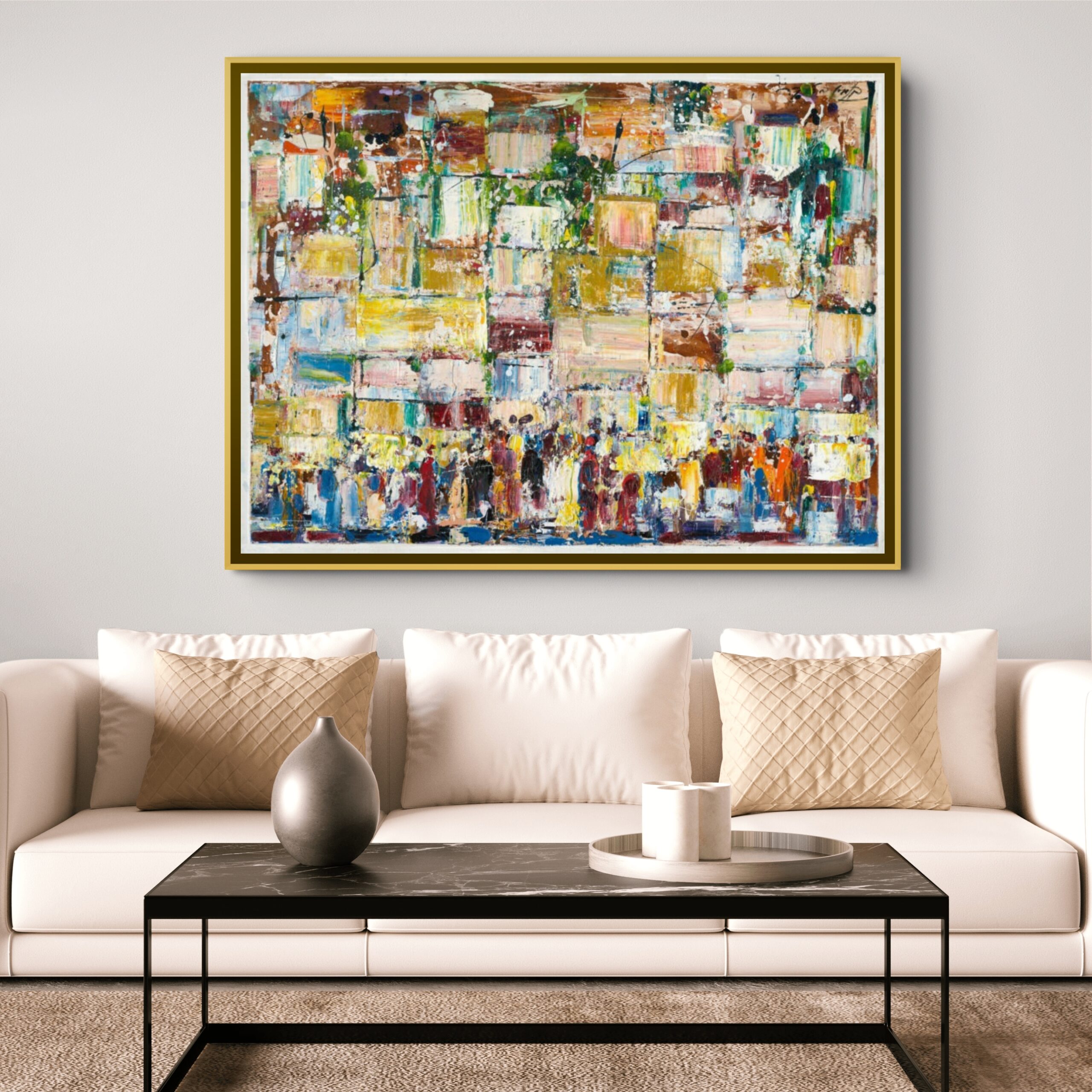 Binyamin Basteker Kotel above sofa